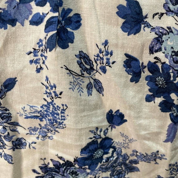 Cupcakes & Cashmere Linen Blend Blue Floral Puff Sleeve Women's Size XS - Picture 8 of 10